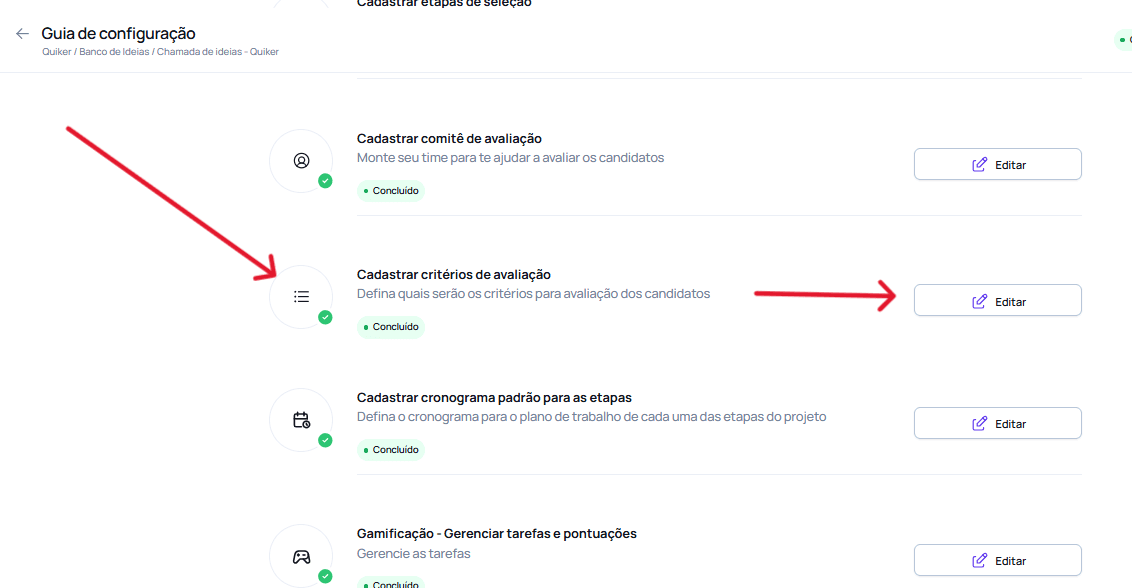 Criterios de avaliacao